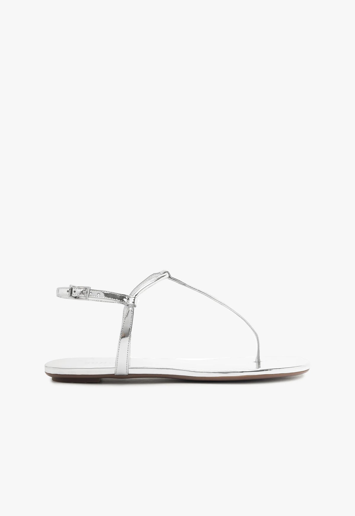 Elsha Flat Sandal 5 Silver Metallic Leather - Schutz Shoes