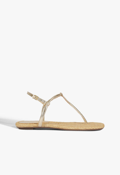 Elsha Flat Sandal 5 Gold Metallic - Schutz Shoes