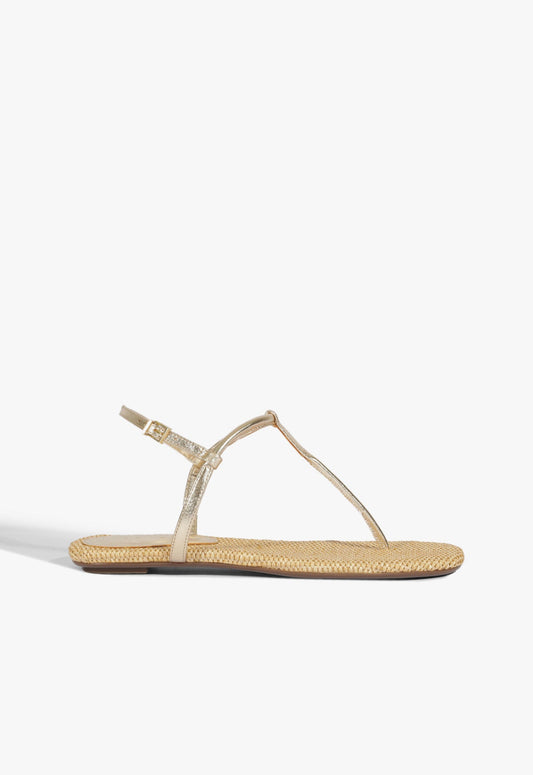Elsha Flat Sandal 5 Gold Metallic - Schutz Shoes