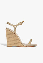 Nara Wedge Leather Sandal 5 Platinum Metallic - Schutz Shoes