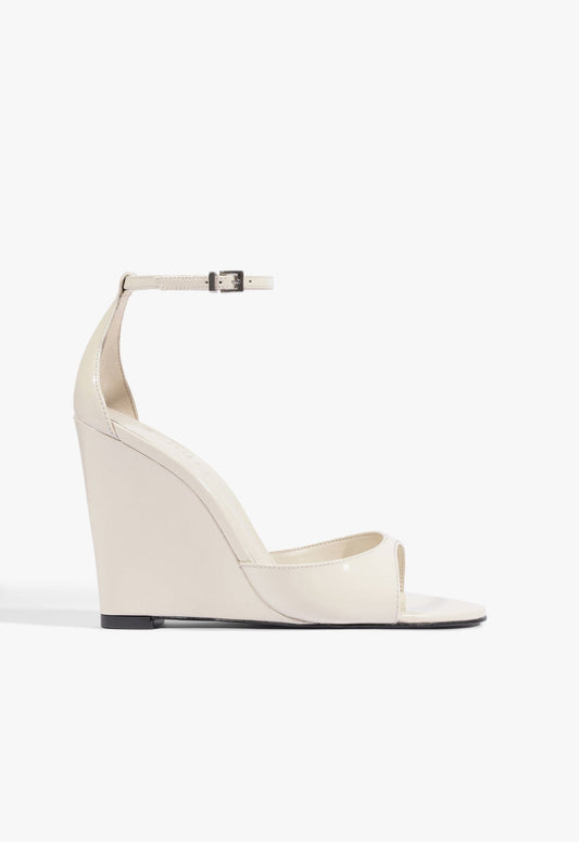 Scarlett Wedge Patent Leather Sandal 5 Sugar White Patent - Schutz Shoes