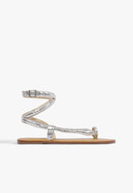 Courtney Metallic Leather Sandal 5 Light Silver Metallic Snake-Embossed Leather - Schutz Shoes