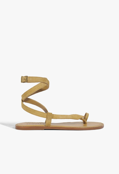 Cleo Suede Flat Sandal 5 Ecru Olive Suede - Schutz Shoes