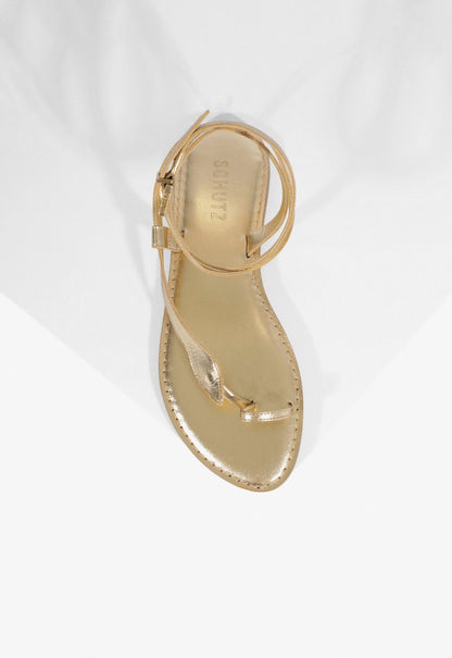 Cleo Metallic Leather Flat Sandal - Schutz Shoes