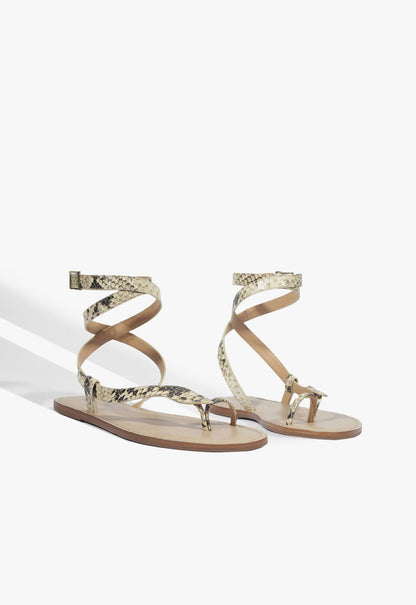 Cleo Snake Print Leather Flat Sandal - Schutz Shoes