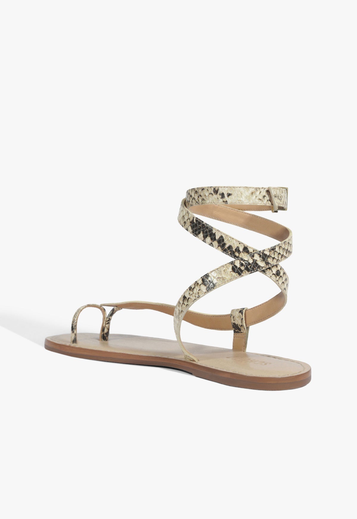 Cleo Snake Print Leather Flat Sandal - Schutz Shoes
