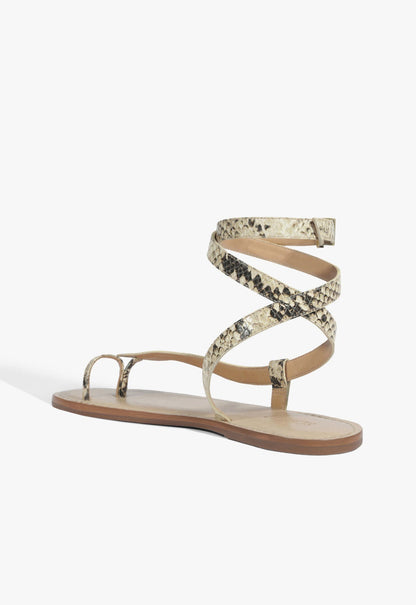 Cleo Snake Print Leather Flat Sandal - Schutz Shoes