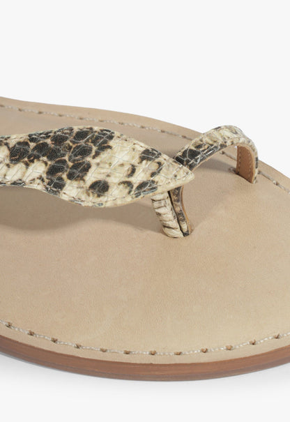Cleo Snake Print Leather Flat Sandal - Schutz Shoes