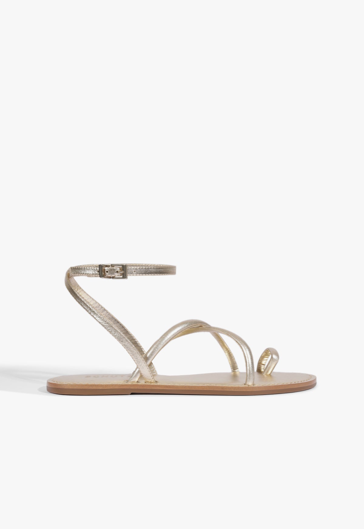 Valeria Leather Flat Sandal 5 Platinum Metallic - Schutz Shoes