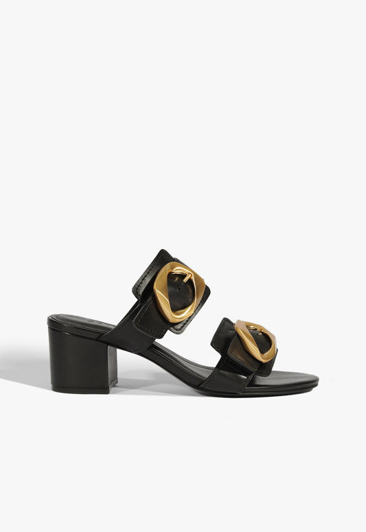 Olga Mid Sandal 5 Black Leather - Schutz Shoes