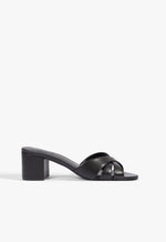 Keefa Block Mule Leather Sandal 5 Black Leather - Schutz Shoes