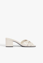 Keefa Block Mule Leather Sandal 5 Sugar White Leather - Schutz Shoes