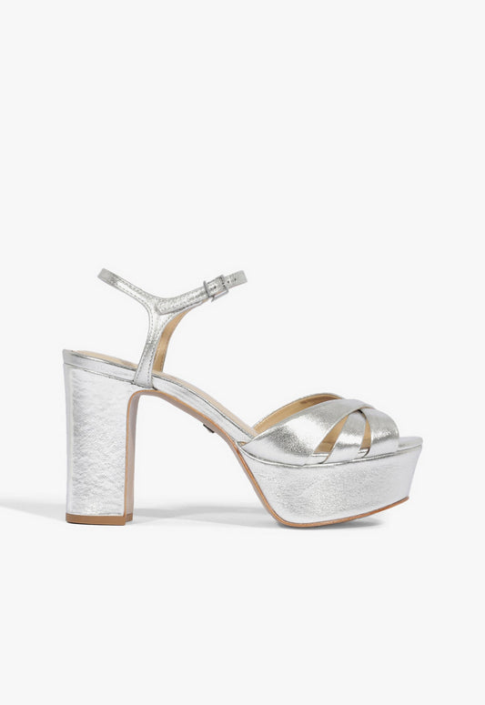 Keefa Sandal 5 Silver Metallic Leather - Schutz Shoes