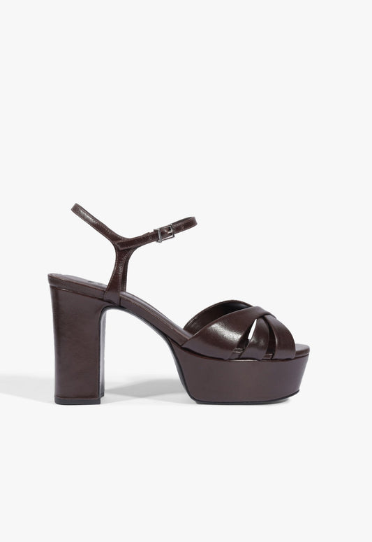 Keefa Leather Platform Sandal 5 Maplewood Leather - Schutz Shoes