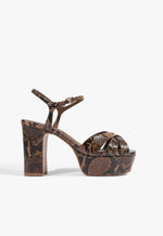 Keefa Leather Platform Sandal 5 Pecan Brown Snake - Schutz Shoes