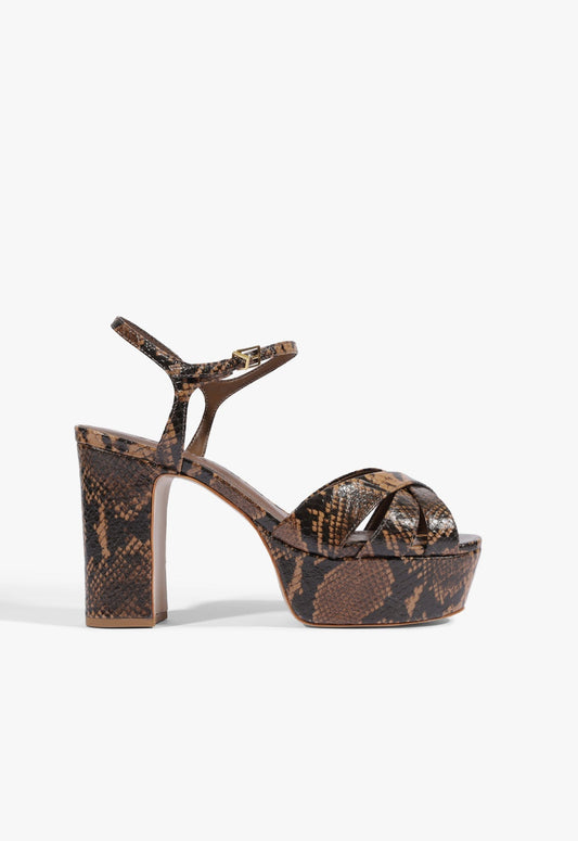 Keefa Leather Platform Sandal 5 Pecan Brown Snake - Schutz Shoes