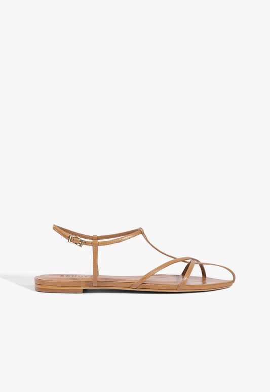 Lowen Leather Flat Sandal 5 Miele Leather - Schutz Shoes