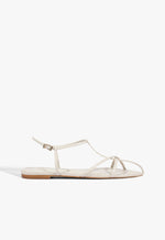 Lowen Leather Flat Sandal 5 Sugar White Leather - Schutz Shoes