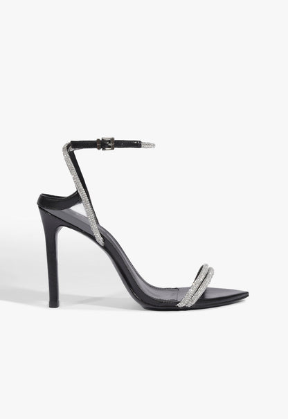 Skye Shine Leather Stiletto Sandal 5 Black Synthetic - Schutz Shoes