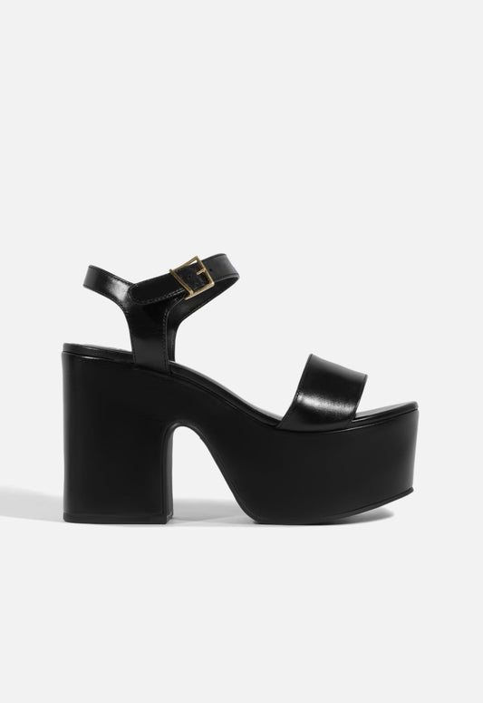 Tuke Leather Platform Sandal 5 Black Leather - Schutz Shoes