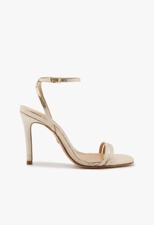 Altina Sandal 5 Platina Gold Lizard Embossed Leather - Schutz Shoes