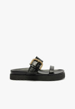 Brinna Leather Sporty Sandal 5 Black Leather - Schutz Shoes
