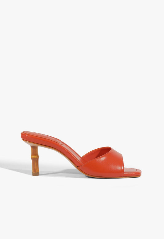 Leena Bamboo Leather Sandal 5 Orange Clay Leather - Schutz Shoes