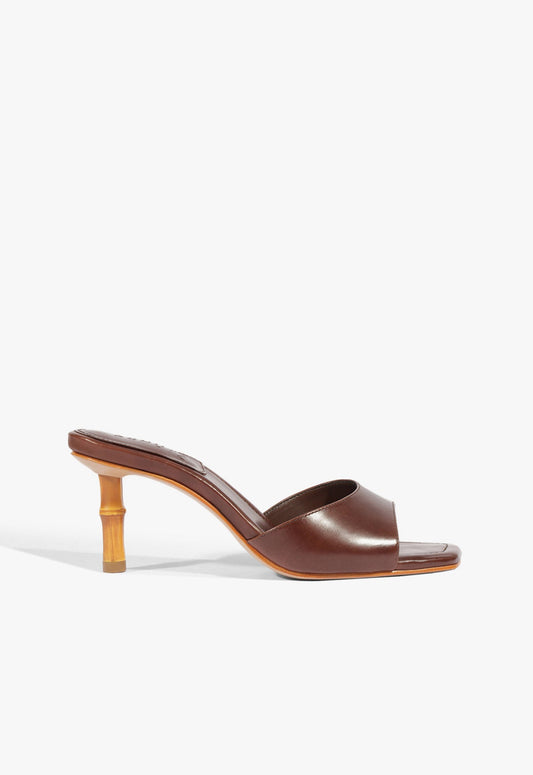 Leena Bamboo Leather Sandal 5 Root Brown Leather - Schutz Shoes
