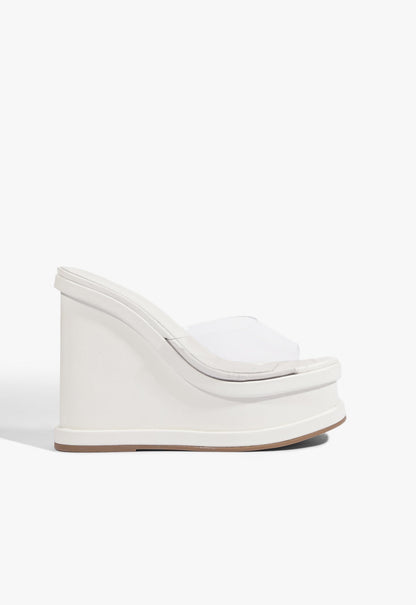 Dalle Vinyl Wedge Sandal 5 White Synthetic - Schutz Shoes