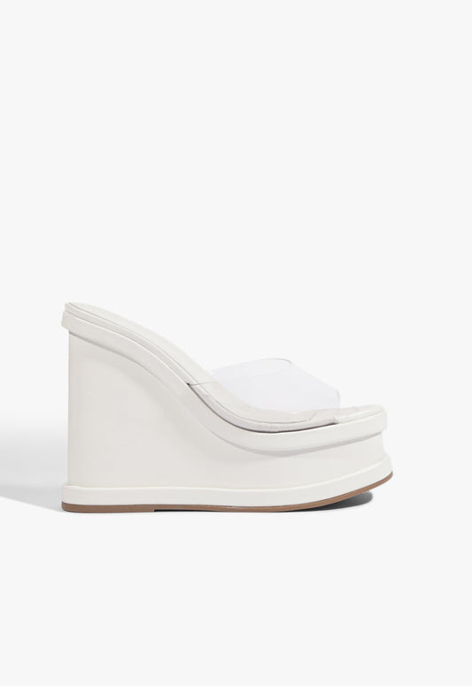 Dalle Vinyl Wedge Sandal 5 White Synthetic - Schutz Shoes