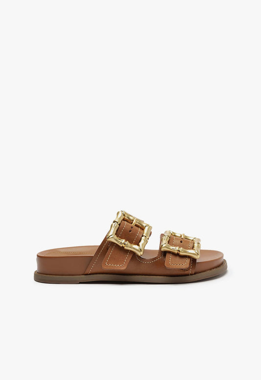 Enola Sporty Leather Sandal 5 New Wood Leather - Schutz Shoes