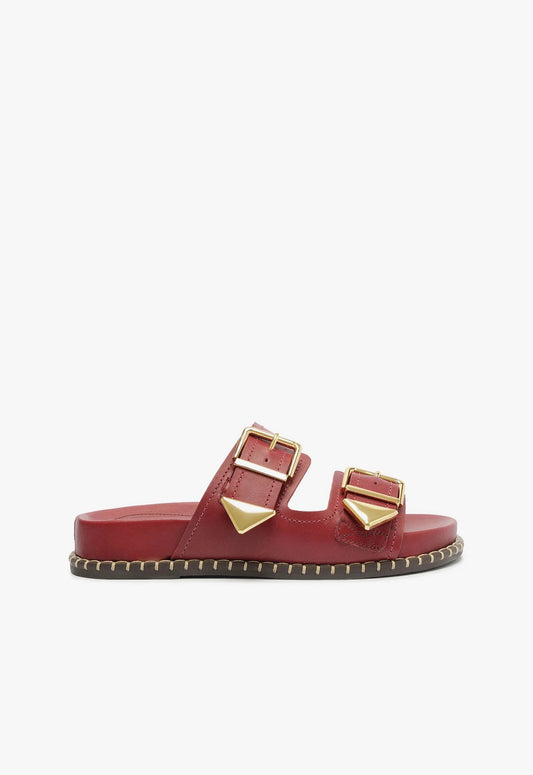 Naomi Sporty Leather Sandal 5 Red Atanado Leather - Schutz Shoes