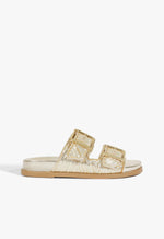 Lupita Buckle Sporty Sandal 5 Gold Metallic Synthetic - Schutz Shoes