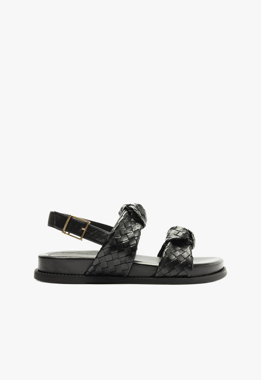 Kareena Knot Sporty Sandal 5 Black Leather - Schutz Shoes
