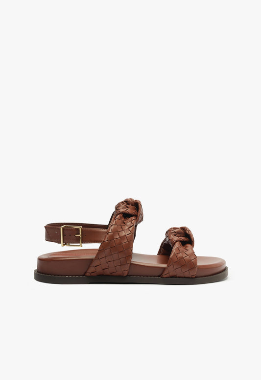 Kareena Knot Sporty Sandal 5 Brown Leather - Schutz Shoes