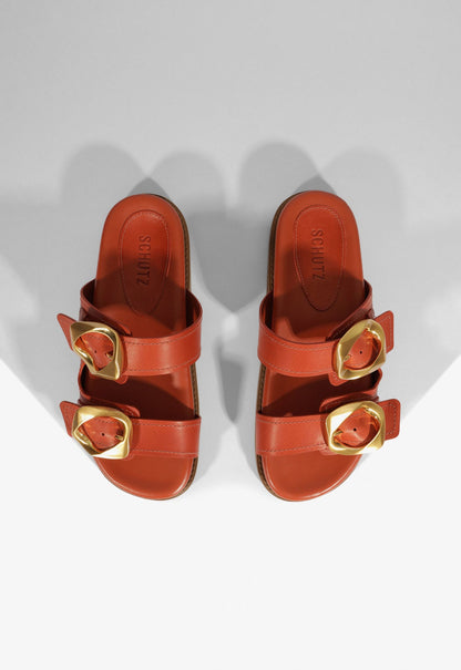 Olga Orange Leather Sporty Sandal - Schutz Shoes
