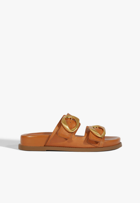 Olga Brown Leather Sporty Sandal 5 Brown Leather - Schutz Shoes