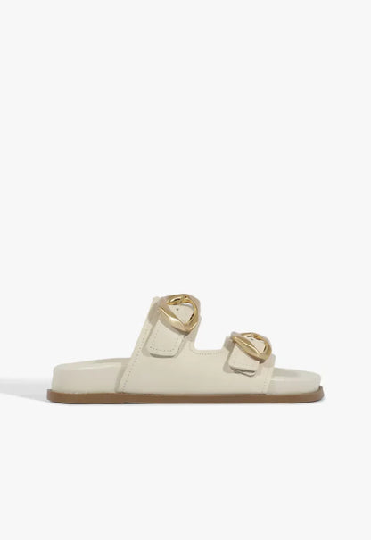 Olga Sporty Leather Sandal 5 White Leather - Schutz Shoes