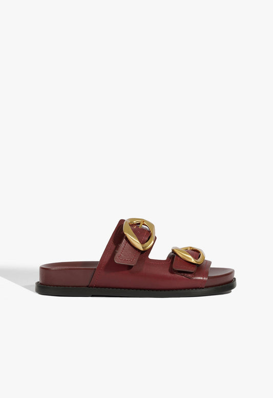 Olga Sporty Leather Sandal 5 Dark Red Leather - Schutz Shoes