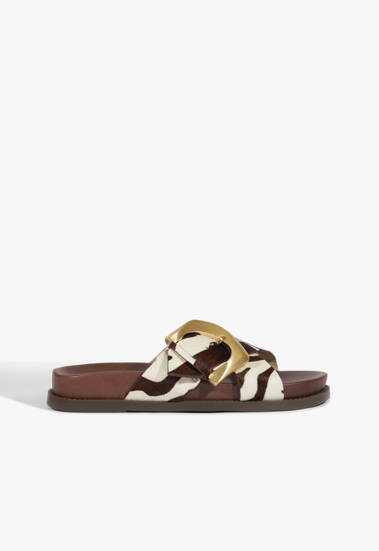 Lois Animal Print Sporty Sandal 5 Off Brown Hair Calf - Schutz Shoes