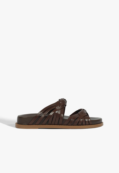 Tara Sporty Leather Sandal 5 Chestnut Brown Leather - Schutz Shoes