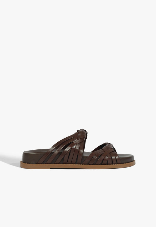Tara Sporty Leather Sandal 5 Chestnut Brown Leather - Schutz Shoes