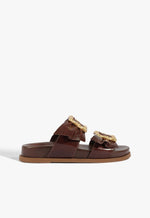 Enola Bamboo Leather Sporty Sandal 5 Root Brown Leather - Schutz Shoes