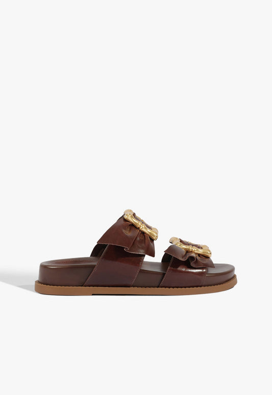 Enola Bamboo Leather Sporty Sandal 5 Root Brown Leather - Schutz Shoes