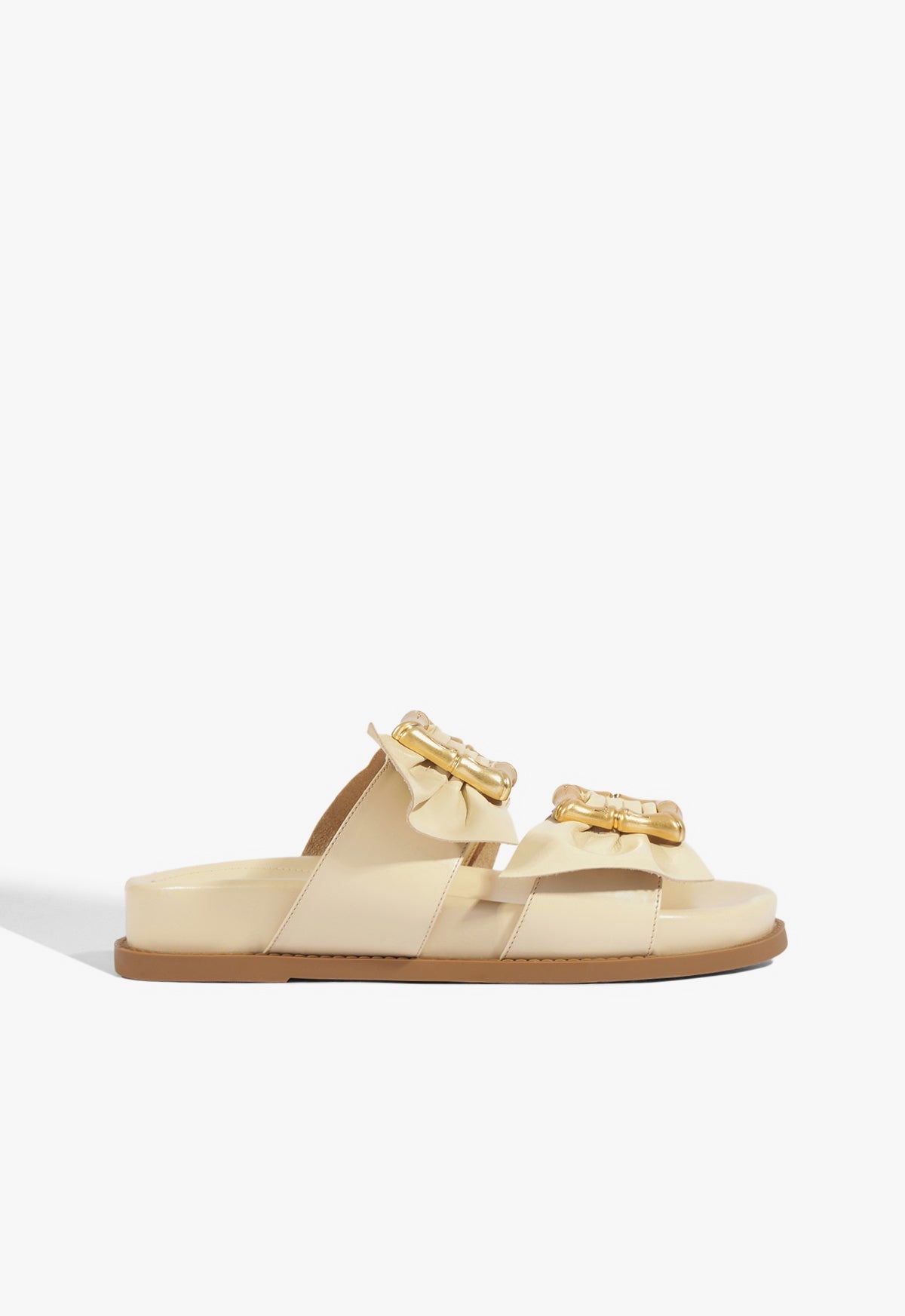 Enola Bamboo Leather Sporty Sandal 5 Egg Shell Leather - Schutz Shoes