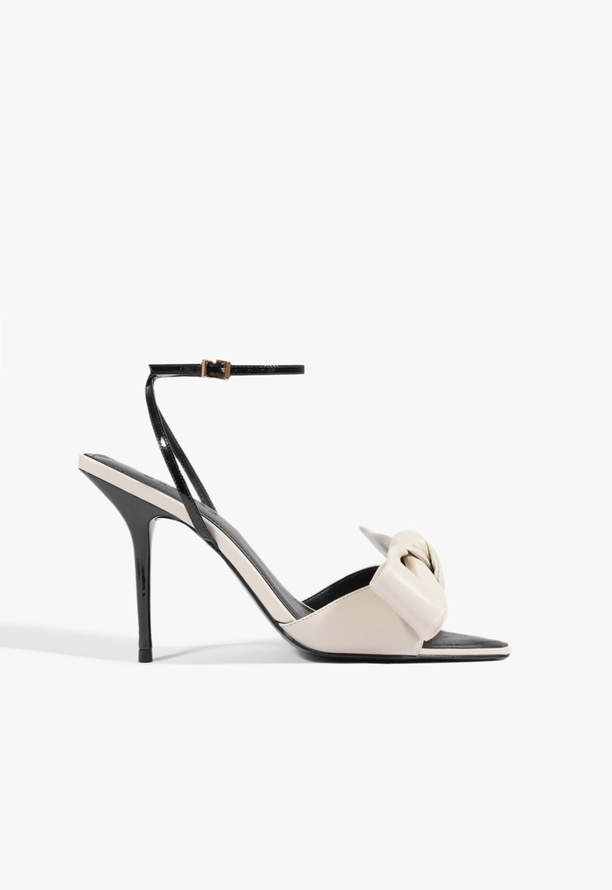 Elodie Buckle Bow Leather Sandal 5 Sugar White Leather - Schutz Shoes