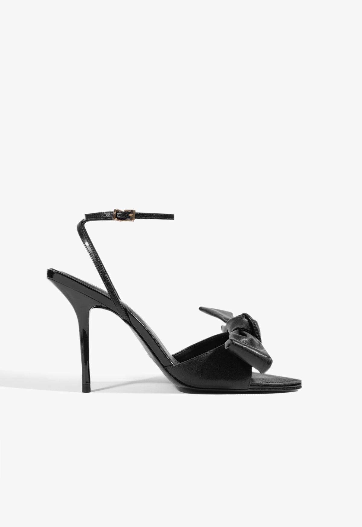 Elodie Buckle Bow Leather Sandal 5 Black Leather - Schutz Shoes