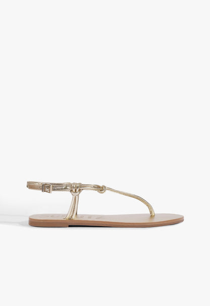 Nina Flat Sandal 5 Platinum Metallic Synthetic - Schutz Shoes