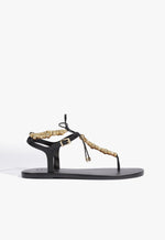 Nia Leather Flat Sandal 5 Black Leather - Schutz Shoes