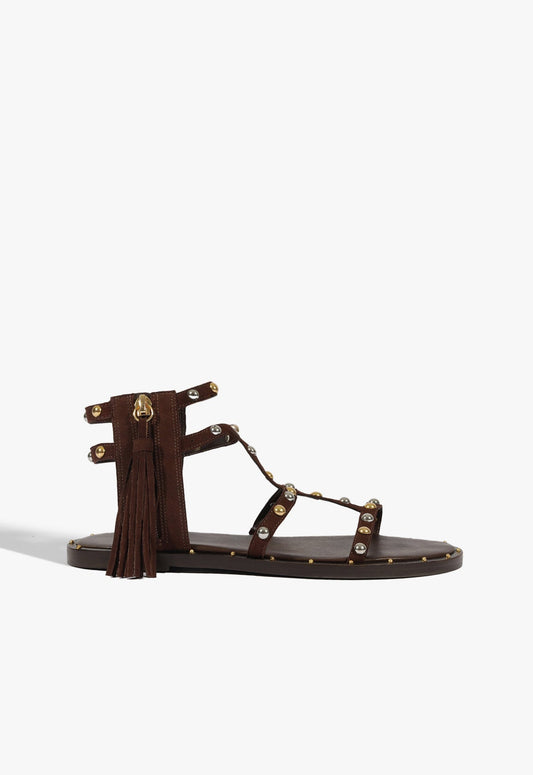 Kanya Suede Sandal 5 Dark Chocolate Leather - Schutz Shoes